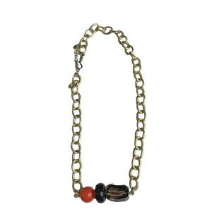𝅺mollybeads Gold Tone Chain Gemstones Glass Bead Necklace 20"